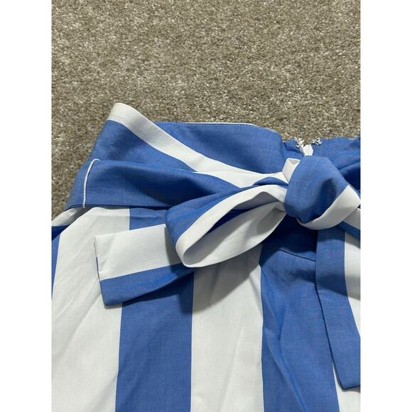 NEW Ann Taylor 12 Petite Awning Striped Tie Waist Circle Skirt Blue and White - Picture 9 of 13